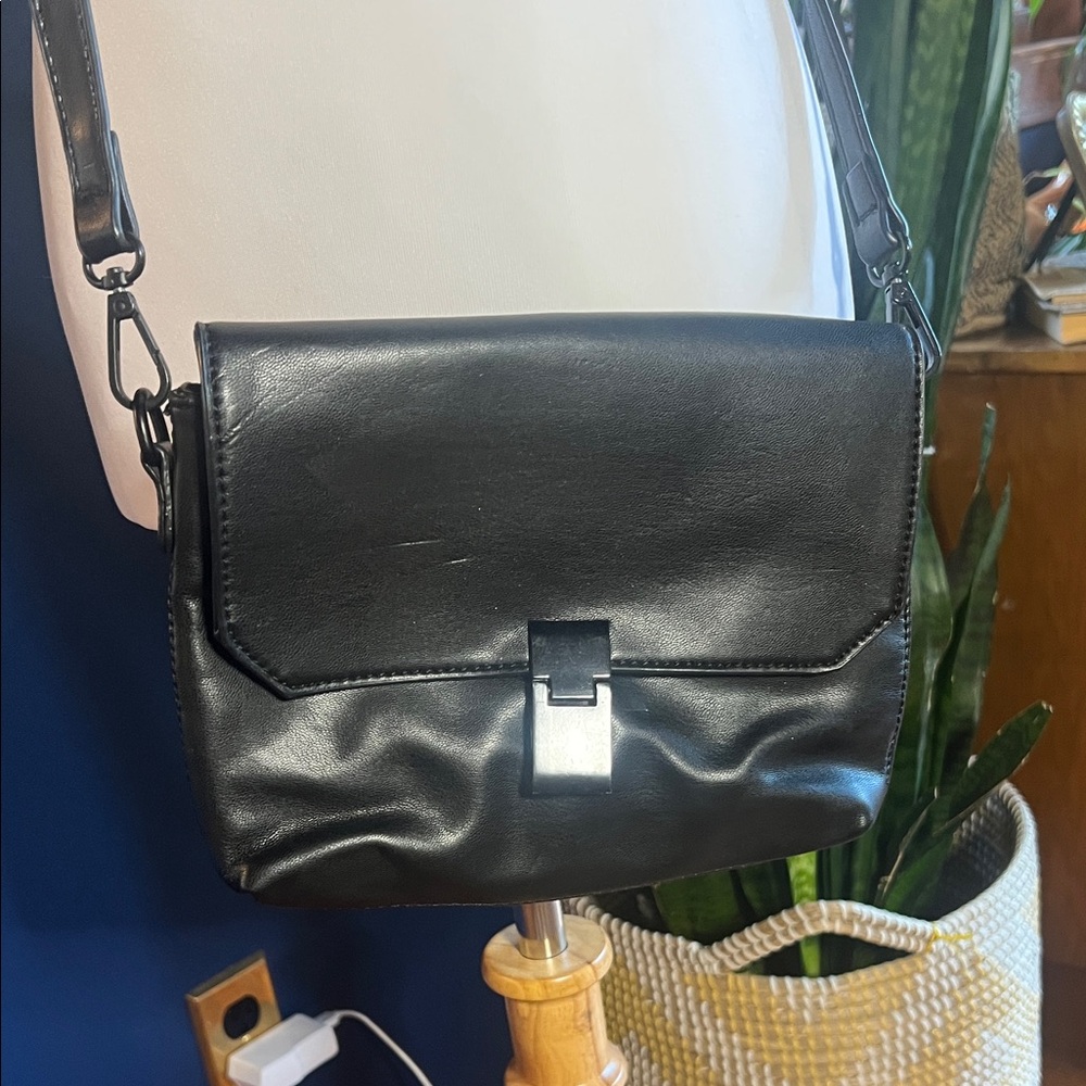 Black Vegan Leather Crossbody Bag